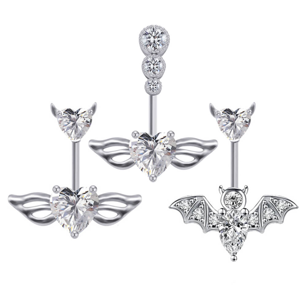 Stainless Steel Belly Button Rings Butterfly Curved Piercing Dangle Navel  Decor 