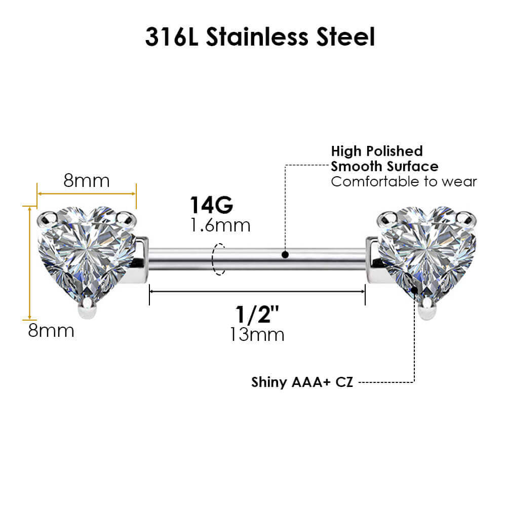 14G Pair Cute Nipple Barbell Surgical Steel Nipple Rings Body Jewelry  Piercing