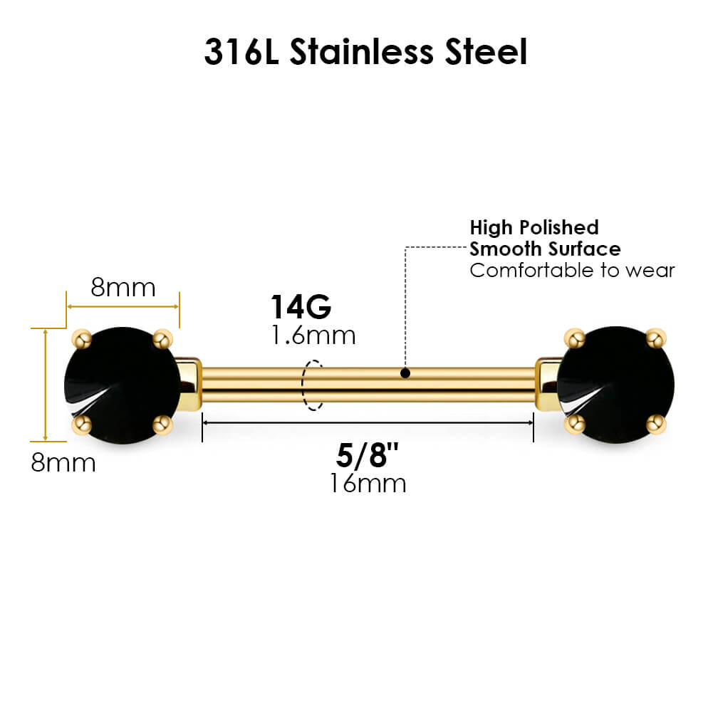 Arardo 1Pair 14G Nipple Rings 316L Stainless Steel Fashion Design CZ S