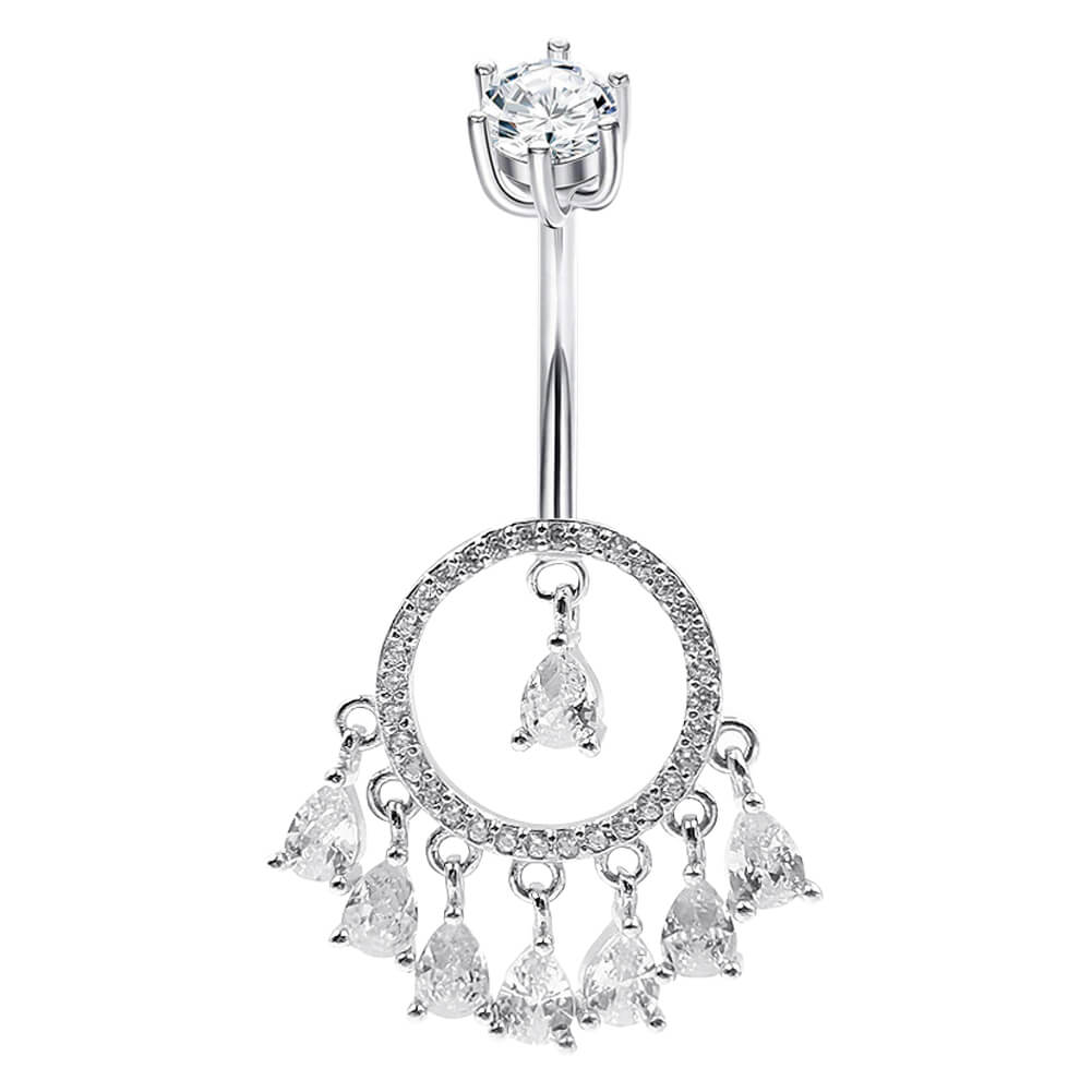 Arardo 925 Sterling Silver 14G Belly Button Rings Navel Rings Belly Rings  Belly Body Piercing Jewelry Classic Double CZ AB0137-1