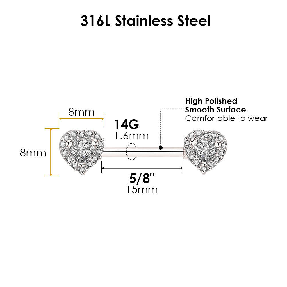 Arardo Surgical Steel Nipple Rings, 316L Stainless Steel Nipple Barbel