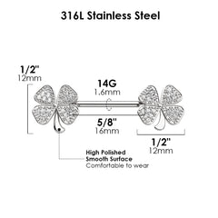 Arardo 1Pair 14G Nipple Rings 316L Stainless Steel Fashion Design CZ S
